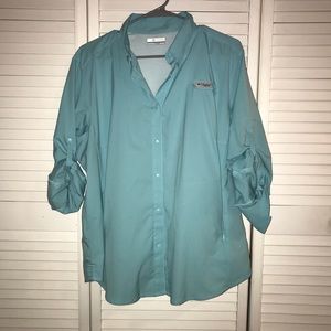 Light Blue Columbia Tamiami II Long Sleeve Shirt